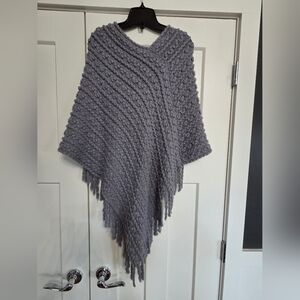 Chunky Knit Gray Poncho
